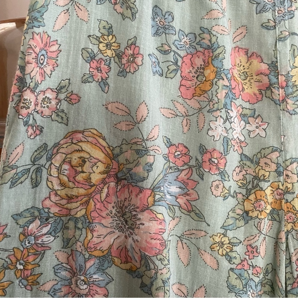 Louise Misha Blue Pink Floral Print Amandine Wide Leg Gauze Cotton Pants 10 - Picture 7 of 14